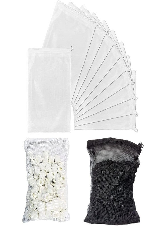 VAYINATO® Filter Media Bags 10 PCS (White) Aquarium Mesh Nylon Filter Media Net Bags with Zipper for Pellet Carbon, Ammonia Remover, Ceramic Rings, Bio Balls (500G) by Petzlifeworld - Image 1